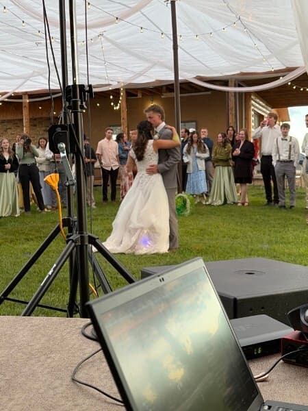 First dance at a Black Hills outdoor wedding — Brink Productions live audio and DJ production